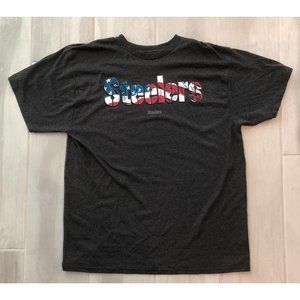 NFL TEAM APPAREL PATRIOTIC PITTSBURGH STEELERS GRAY MENS XL T-SHIRT